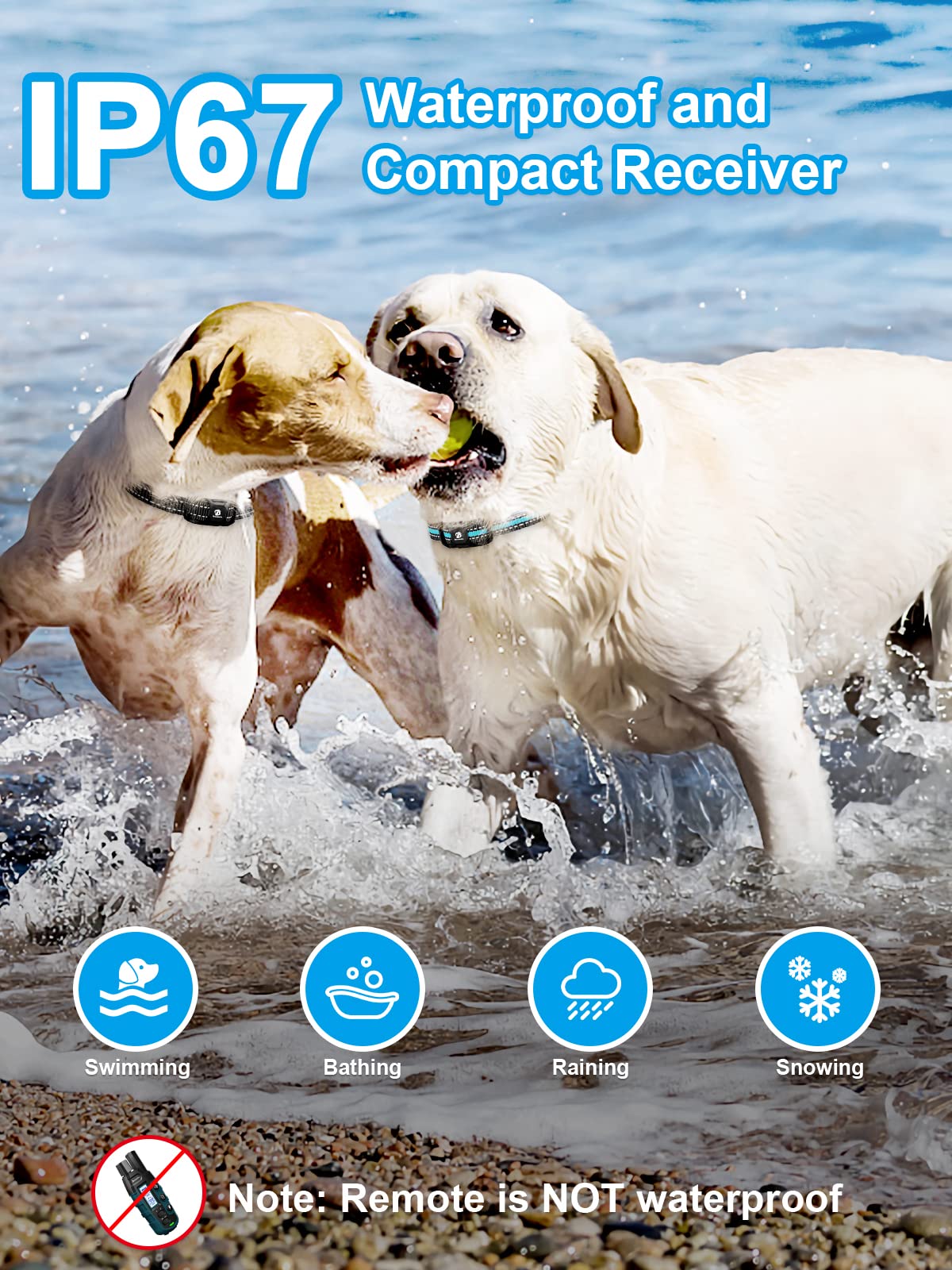 Dog Shock Collar 2 Dogs Waterproof Training Collar with Rechargeable Remote I653968