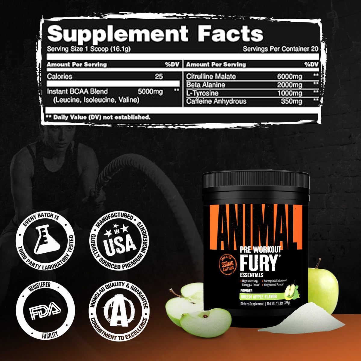 Green Apple Pre Workout Powder 20 Serving V931