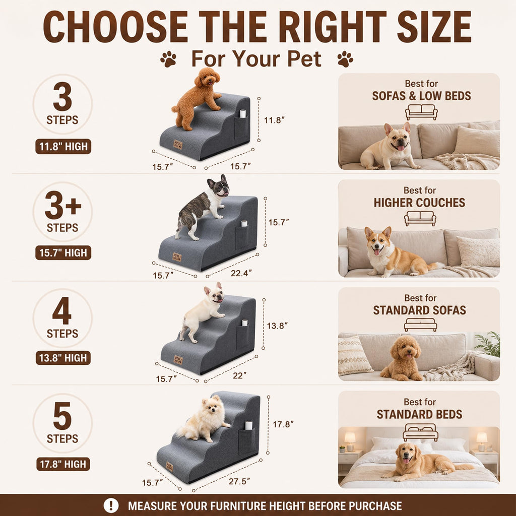 15.7" H Non-Slip Foam Dog Stairs with Storage Pocket R118502