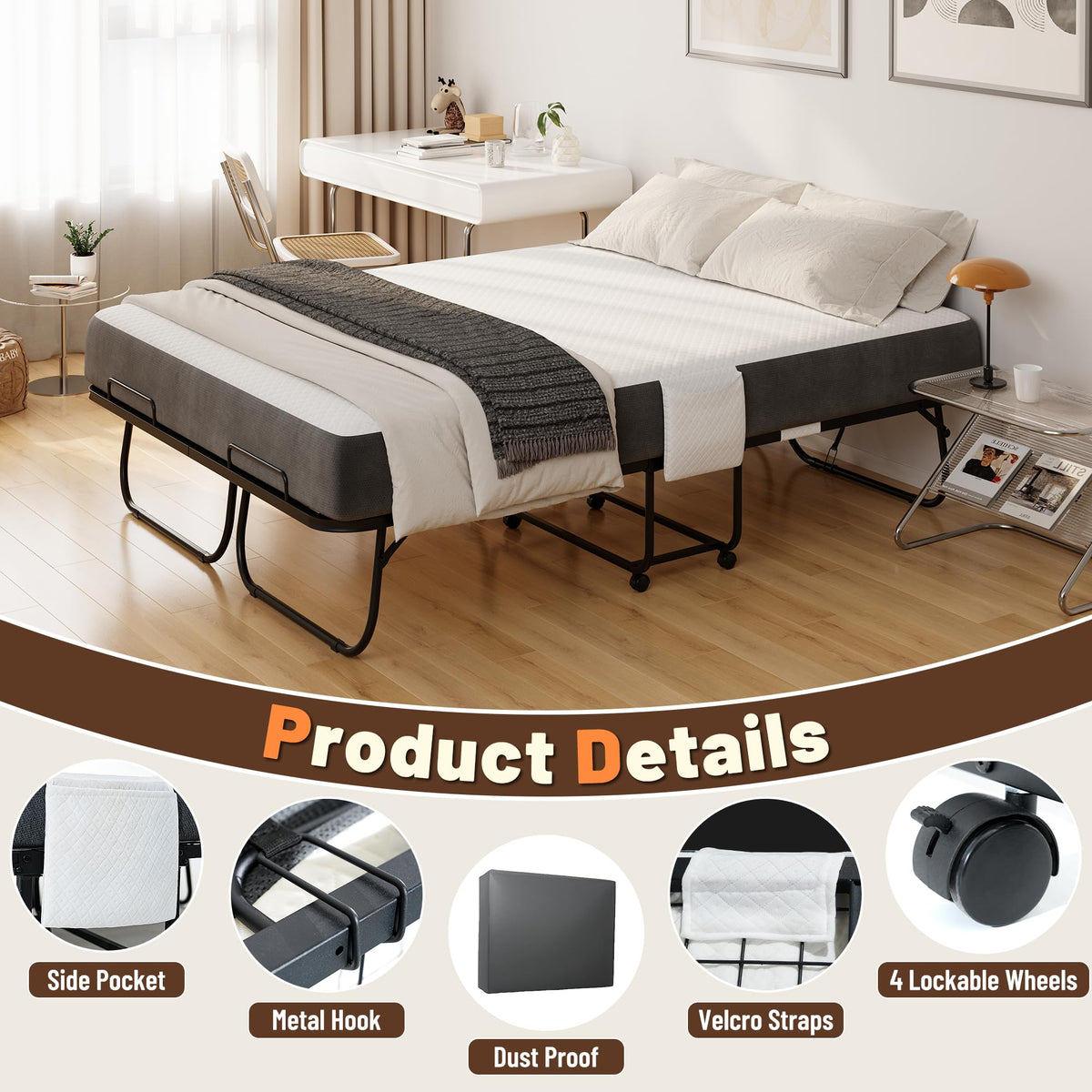 Full Size Folding Bed with Memory Foam Mattress Q42492