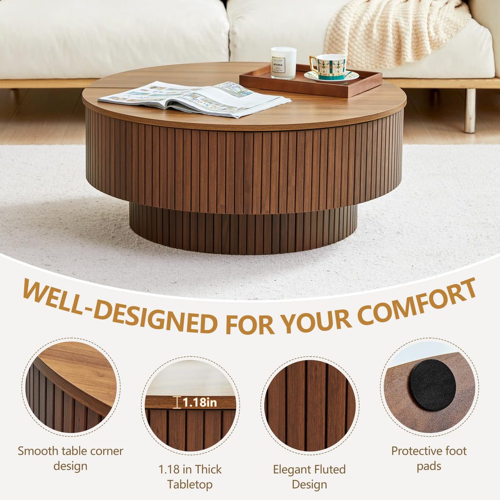33" Round Lift-Top Coffee Table with Storage J436345