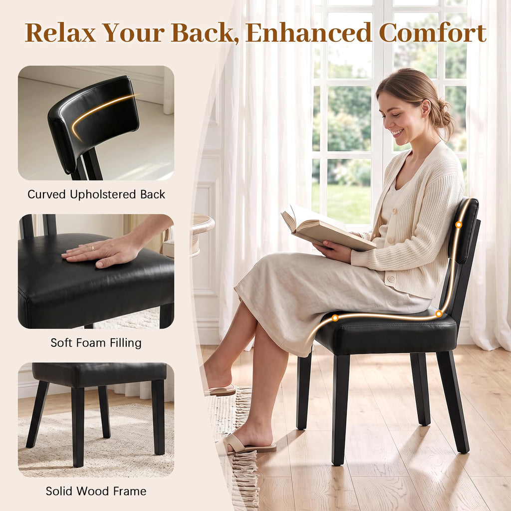 Gloss Black Upholstered Dining Chairs Set of 2 A10332