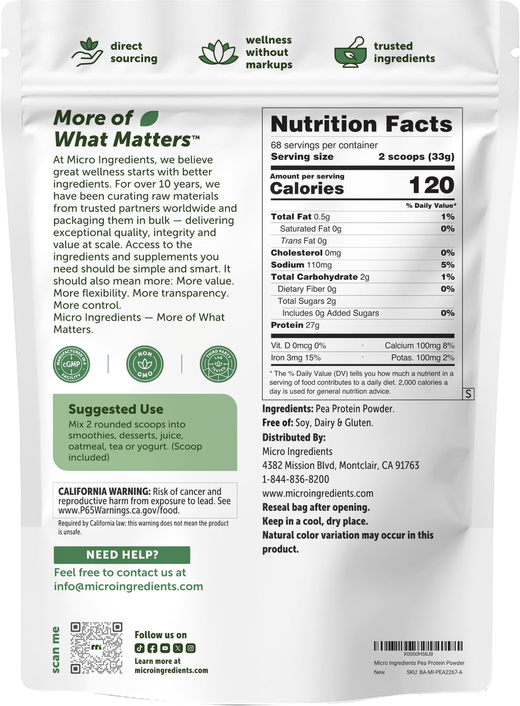 Pea Protein Powder 5lb Vegan D85619