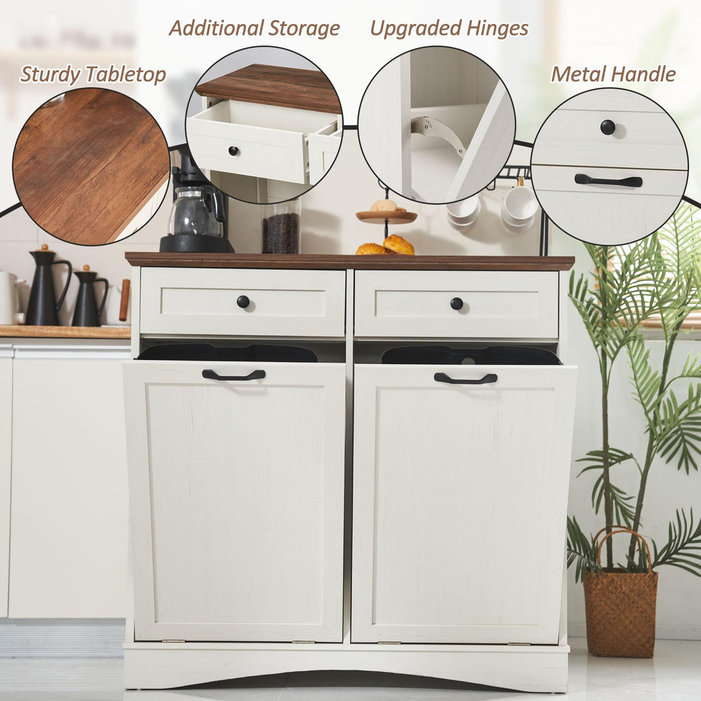Antique White Tilt Out Trash Cabinet K883