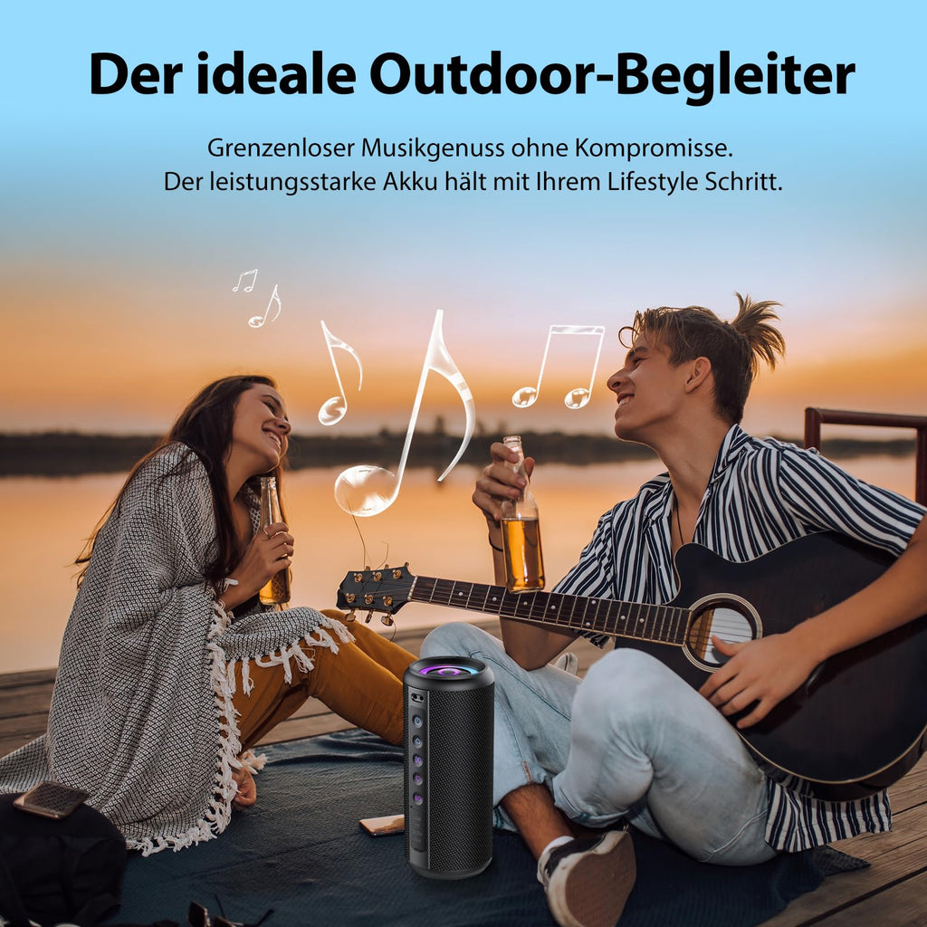 Black Portable Bluetooth Speaker with 20W Stereo Sound N35117