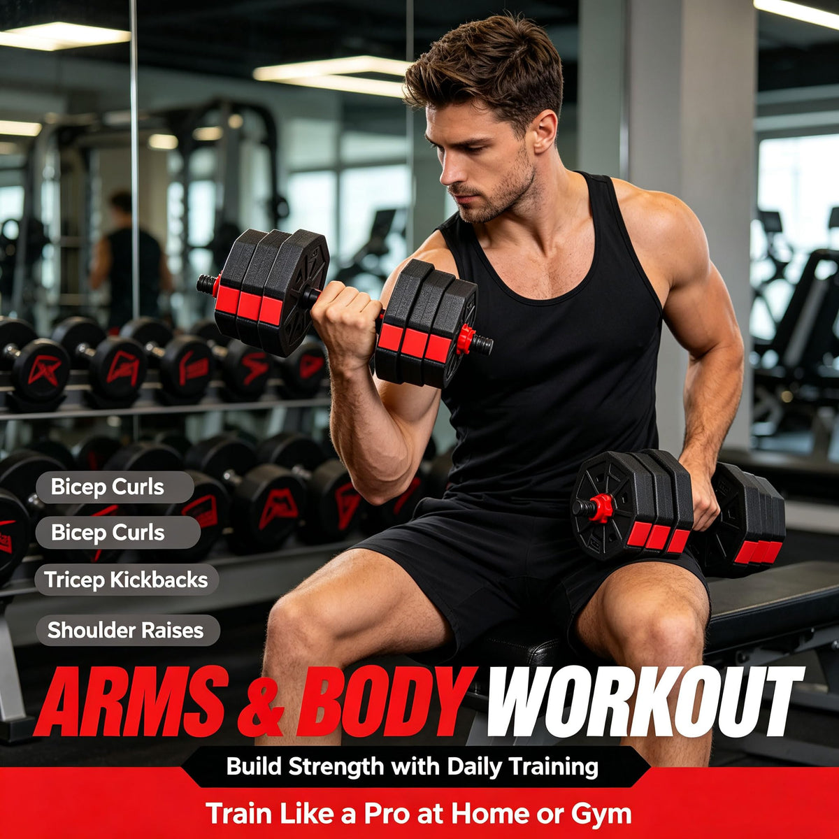 Adjustable Dumbbell Set 5-44 lbs B5726