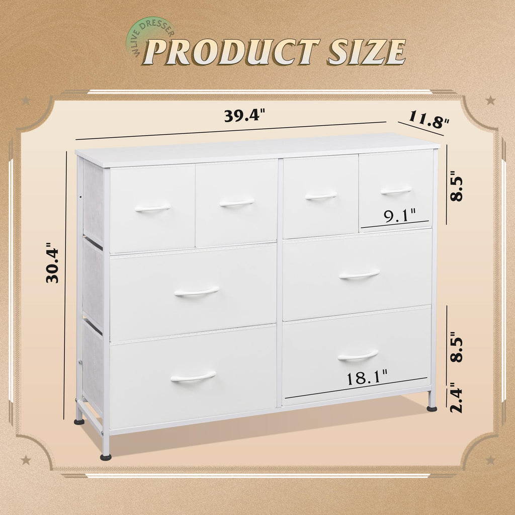 White 8 Drawer Dresser B698172