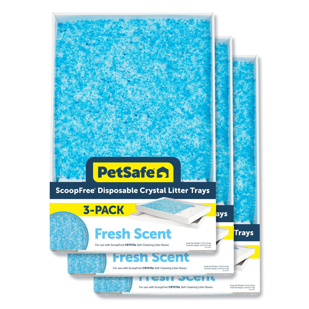 Disposable Crystal Cat Litter Tray, Fresh Scent, 3 Pack E800810