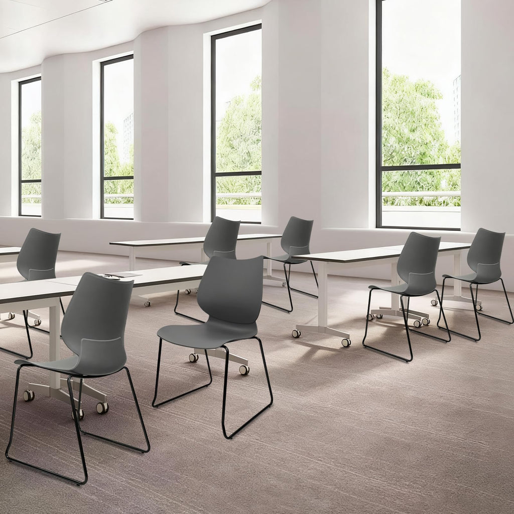 Grey Stacking Chairs with Metal Legs Set of 4 G9937
