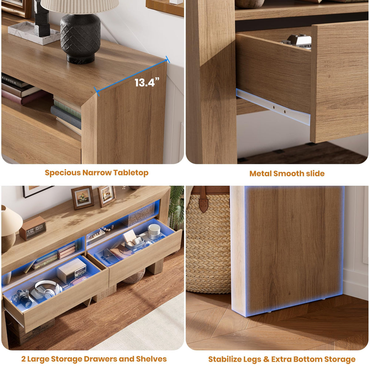 63" Console Table with 2 Drawers A4302