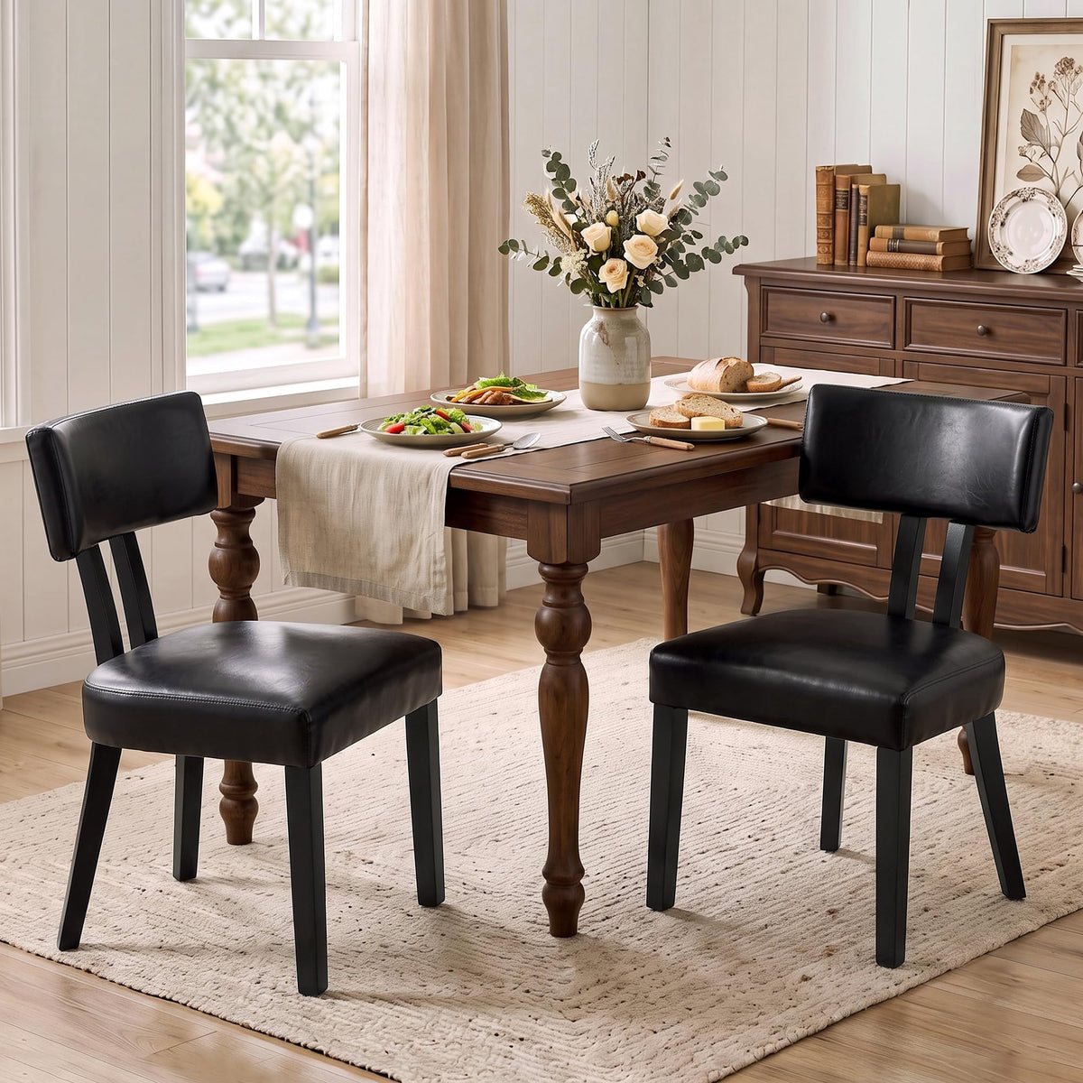 Gloss Black Upholstered Dining Chairs Set of 2 A10332