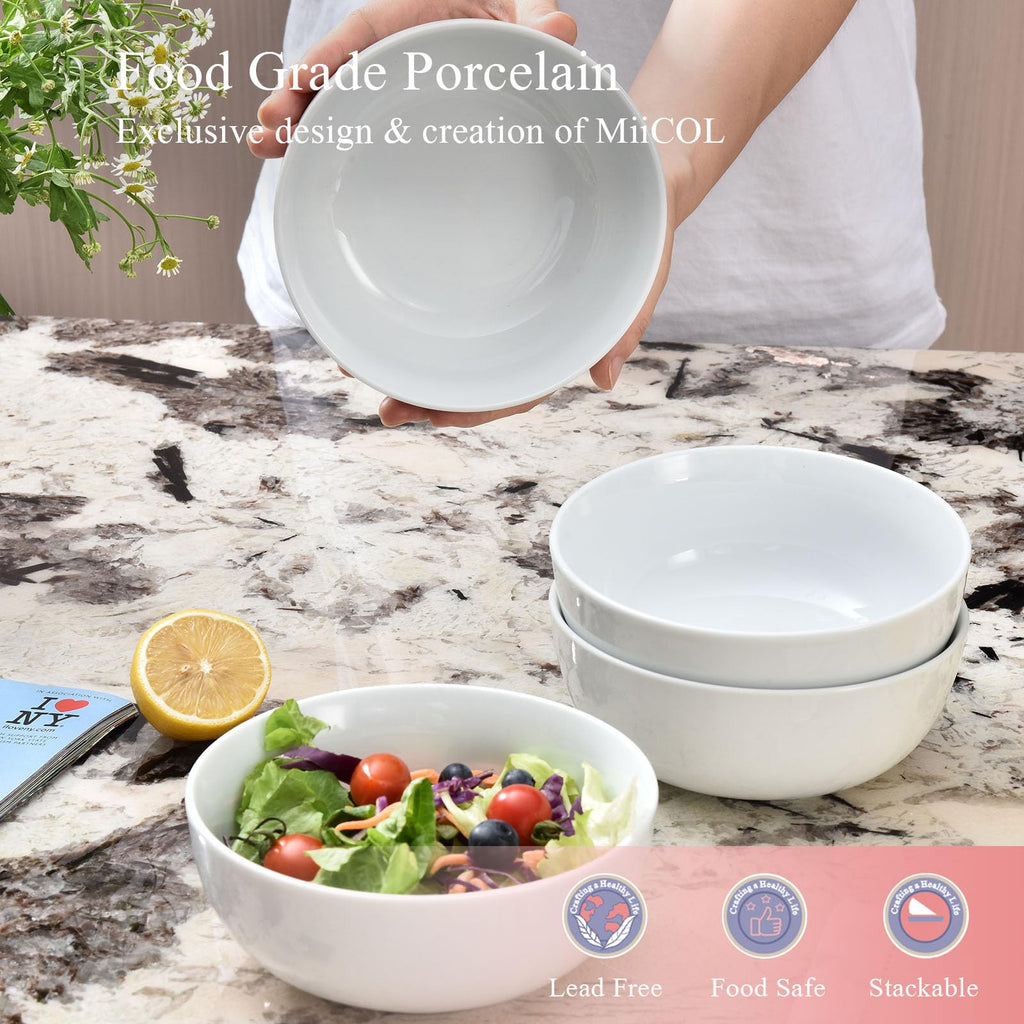 White Ceramic Soup Bowls Set of 4 V967