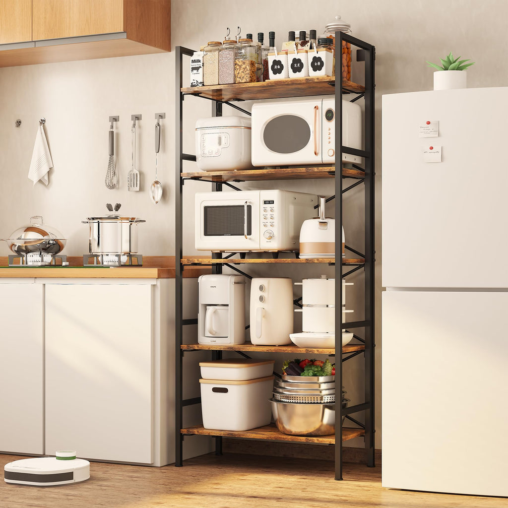 Folding 5 Tier Bookcase with X-Bracket Design U55860