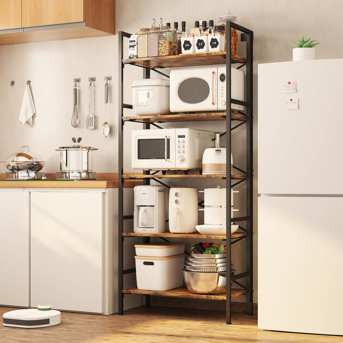 Folding 5 Tier Bookcase with X-Bracket Design U55860