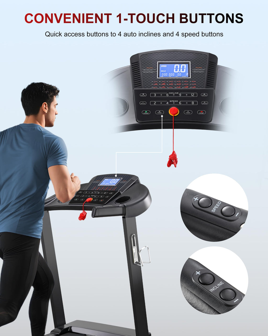 Heavy Duty Treadmill with 15-Level Auto Incline U66733