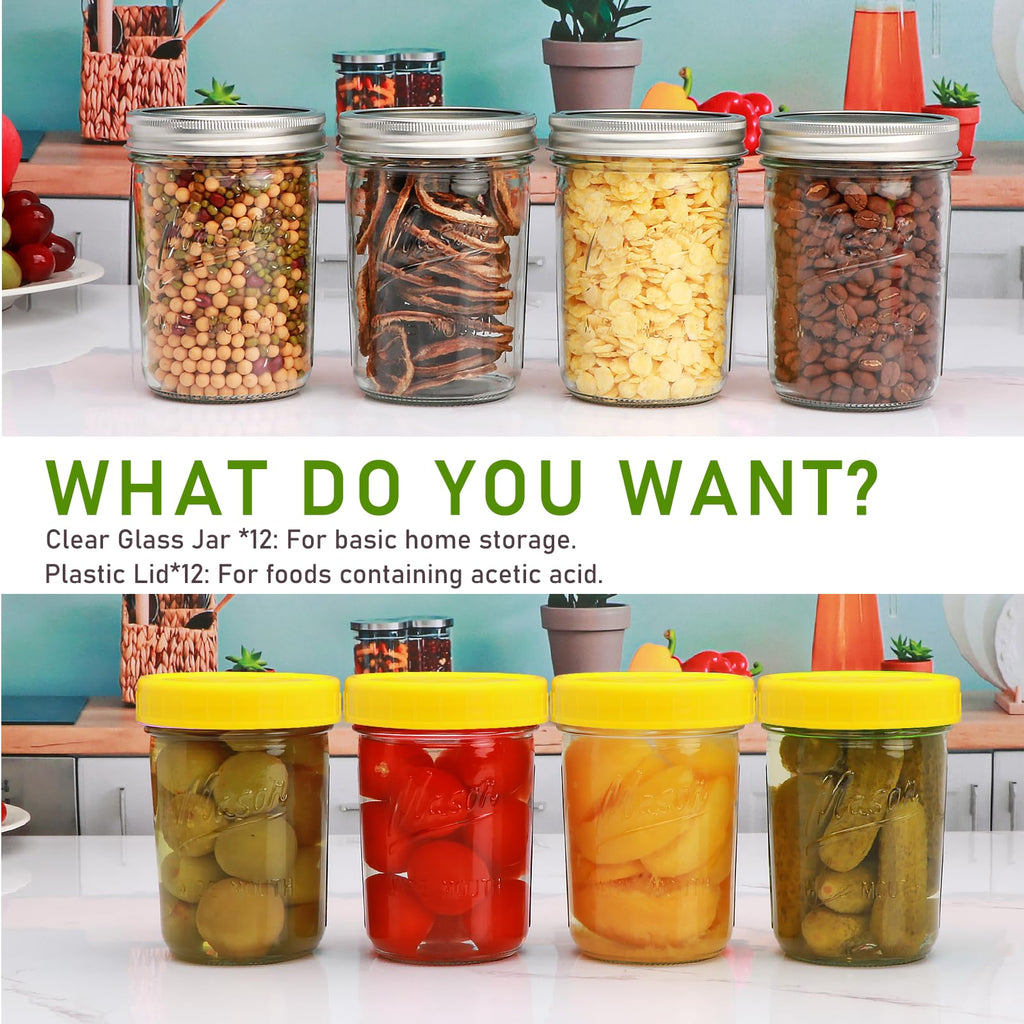 16 oz Glass Mason Jars with Lids 12pcs V8486