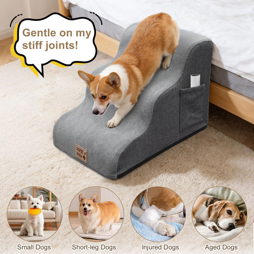 15.7" H Non-Slip Foam Dog Stairs with Storage Pocket R118502
