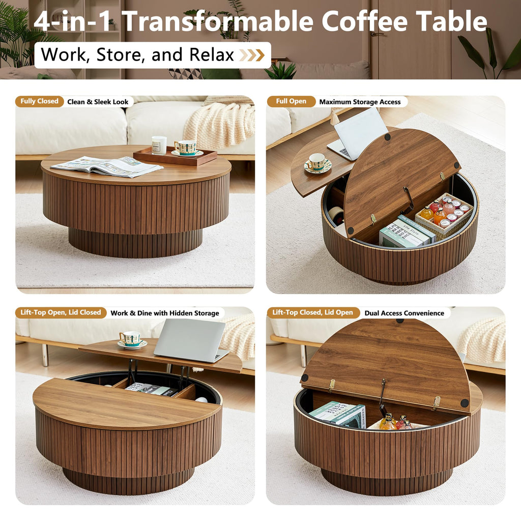 33" Round Lift-Top Coffee Table with Storage J436345