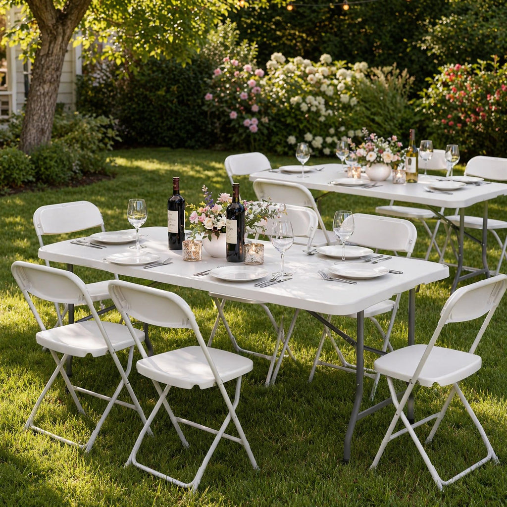 Set of 2 White 6 FT Folding Plastic Table H45412