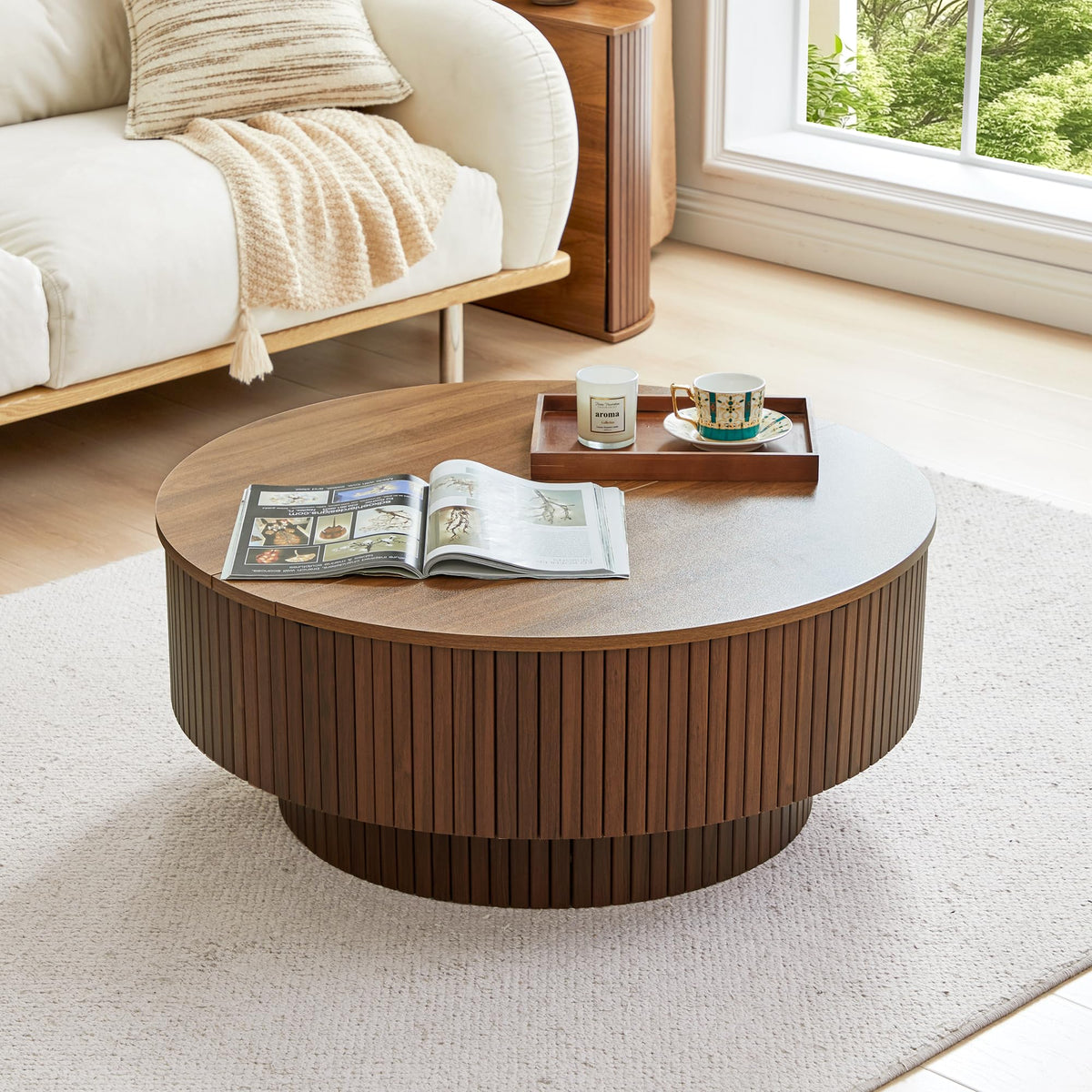 33" Round Lift-Top Coffee Table with Storage J436345