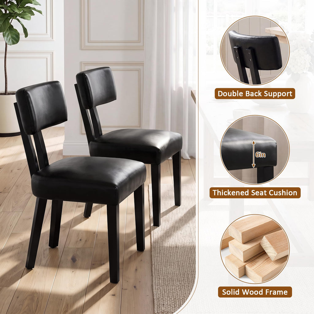 Gloss Black Upholstered Dining Chairs Set of 2 A10332