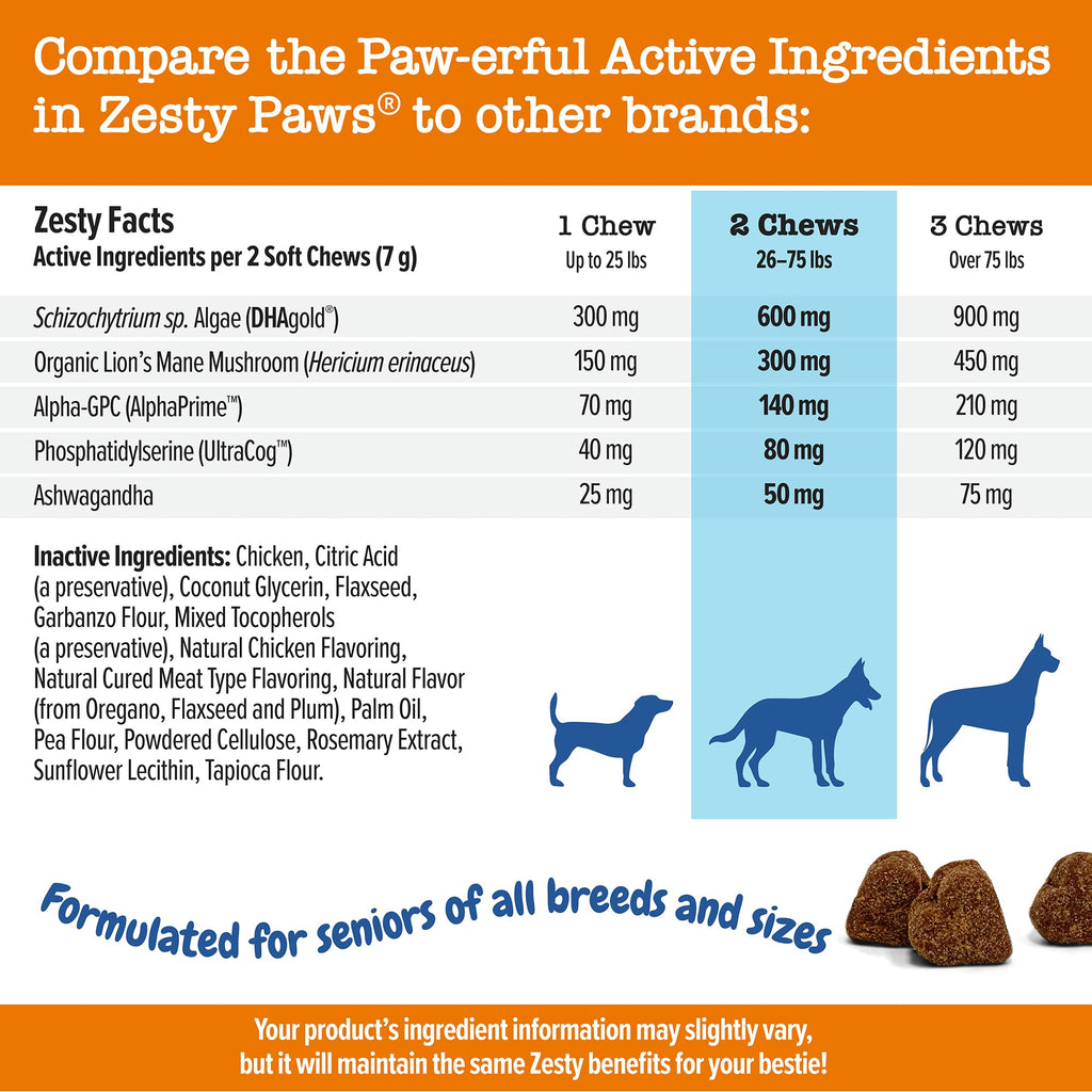 Senior Dog Supplement Cognition Chews Chicken 90 Ct N903519