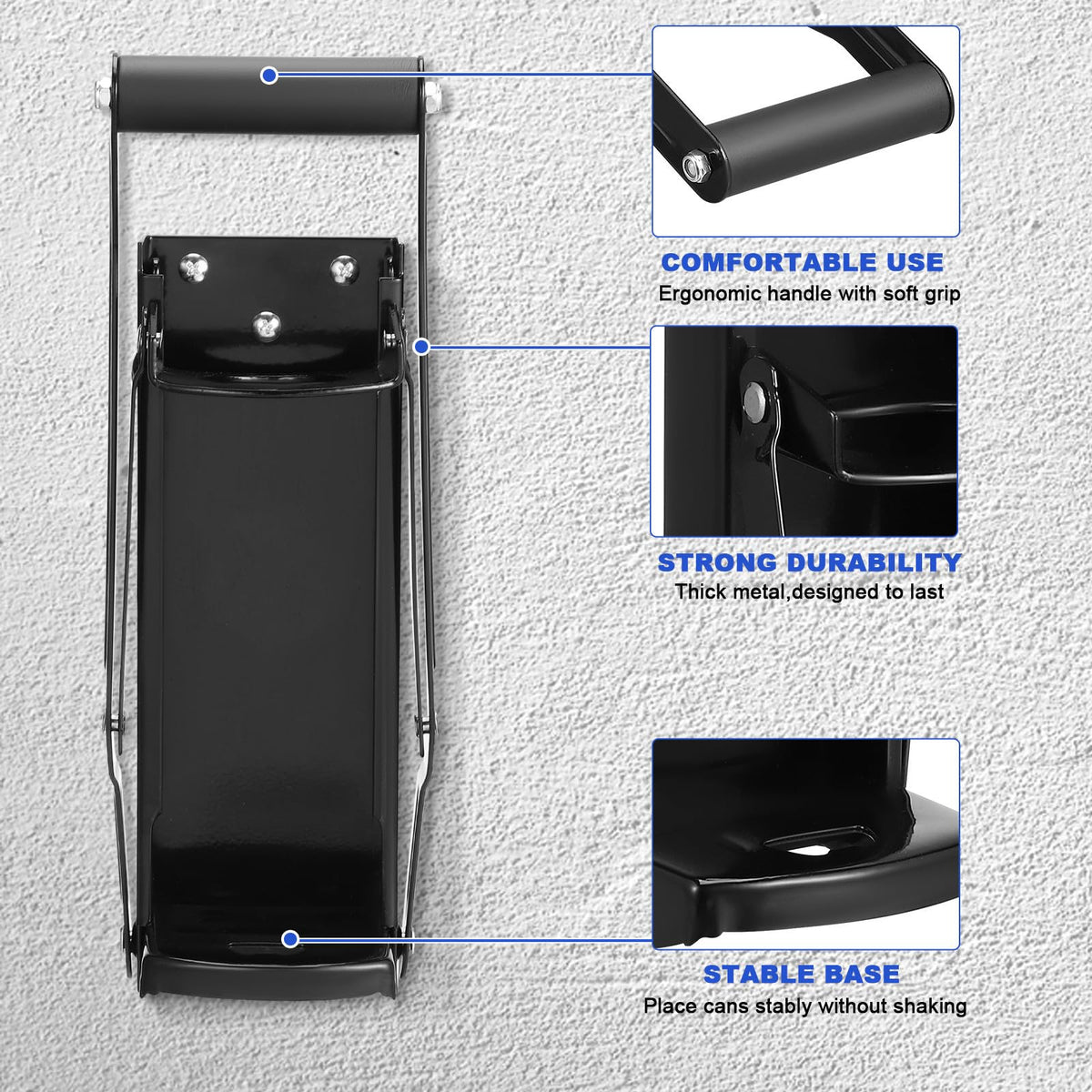 Black Heavy Duty Wall Mounted Can Crusher D25040
