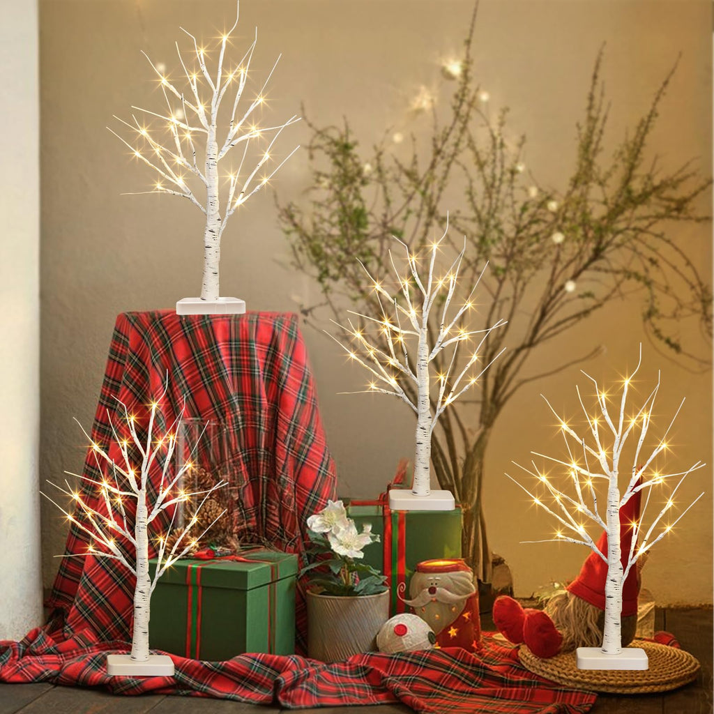 22" White Birch Tabletop Tree with LED Lights (4PK) K690422