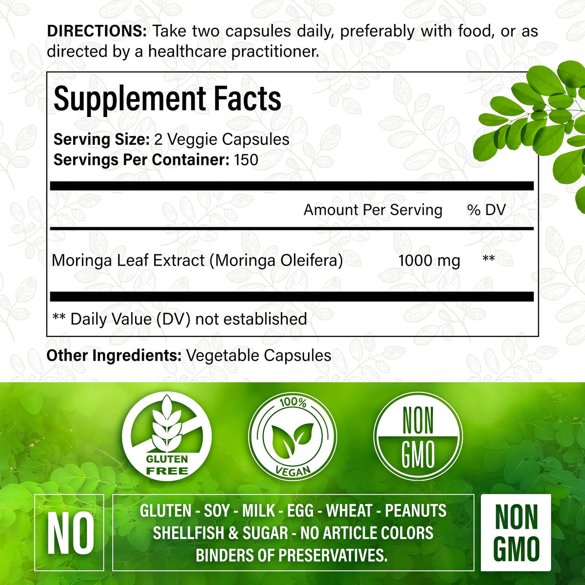 Moringa Capsules 300 Count Z35110
