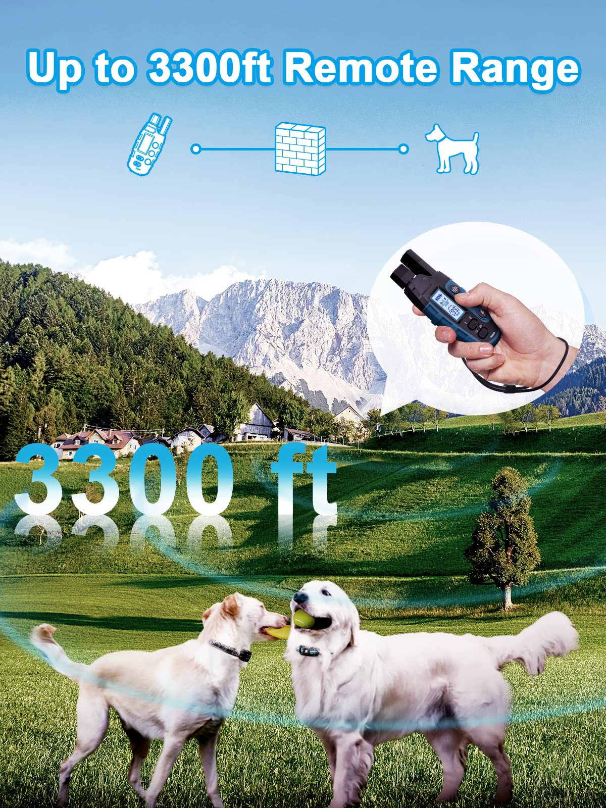 Dog Shock Collar 2 Dogs Waterproof Training Collar with Rechargeable Remote I653968