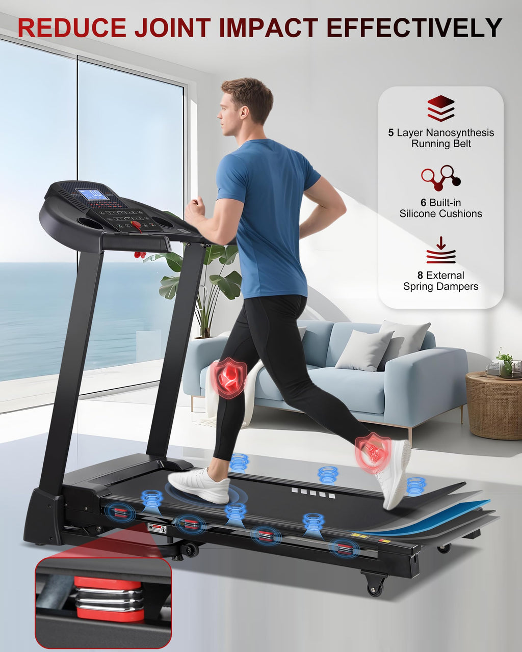 Heavy Duty Treadmill with 15-Level Auto Incline U66733
