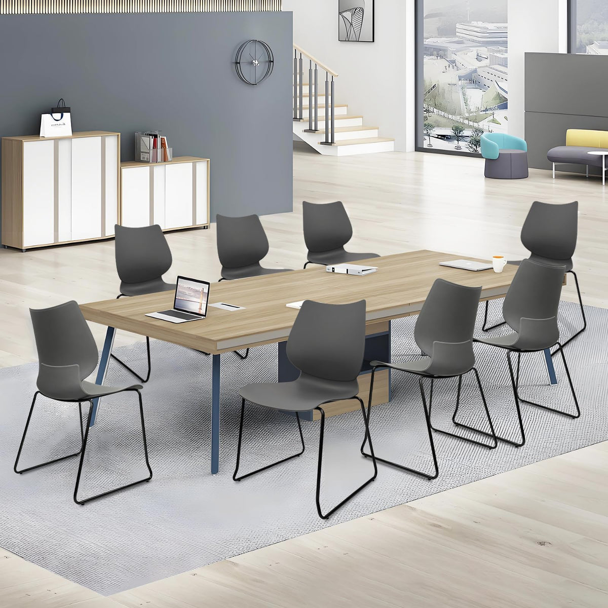 Grey Stacking Chairs with Metal Legs Set of 4 G9937