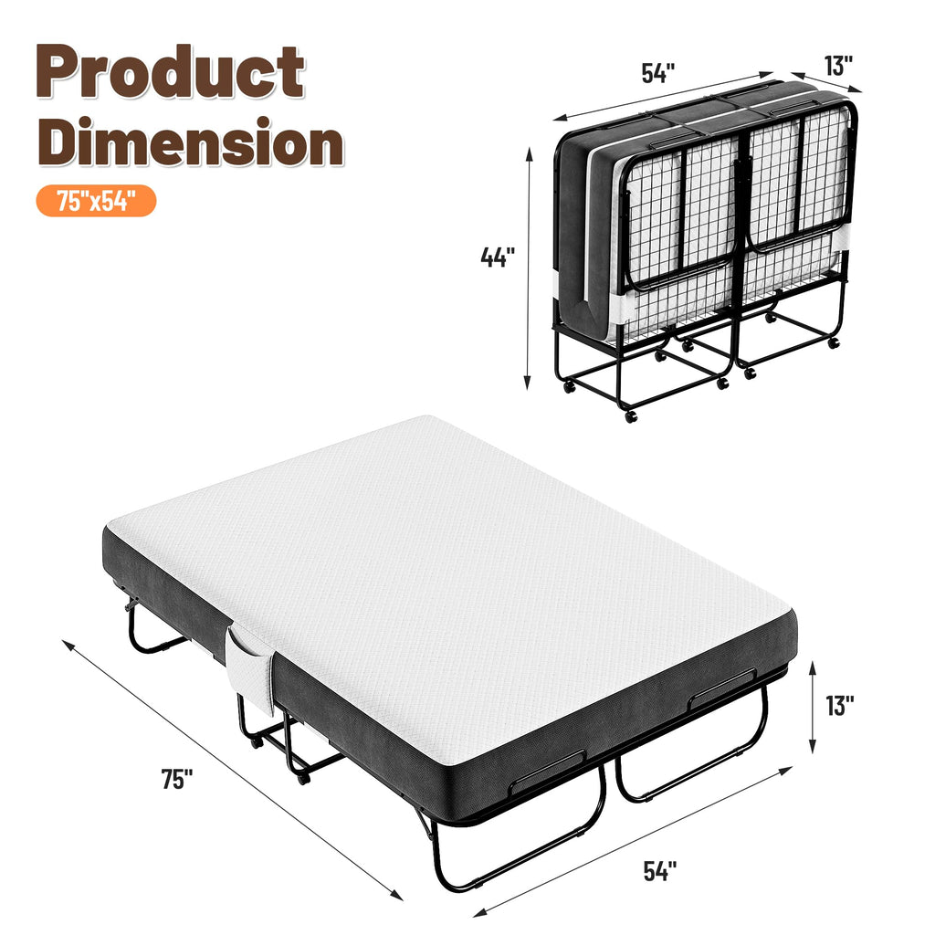 Full Size Folding Bed with Memory Foam Mattress Q42492
