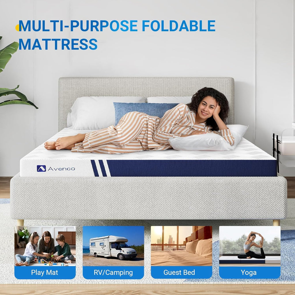 4 Inch Tri-Fold Memory Foam Mattress Topper J320