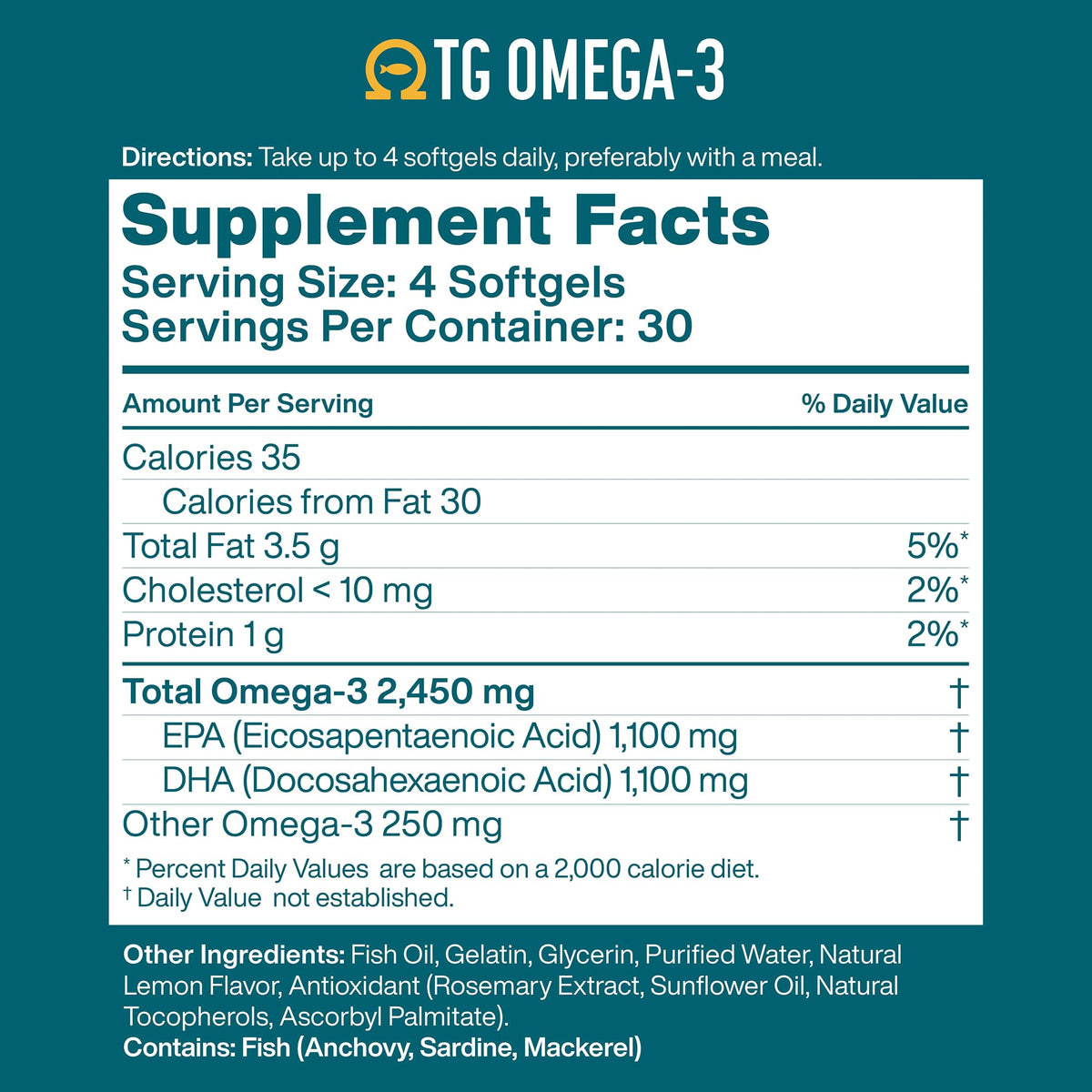 Omega 3 Fish Oil 1100mg DHA 1100mg EPA M29532
