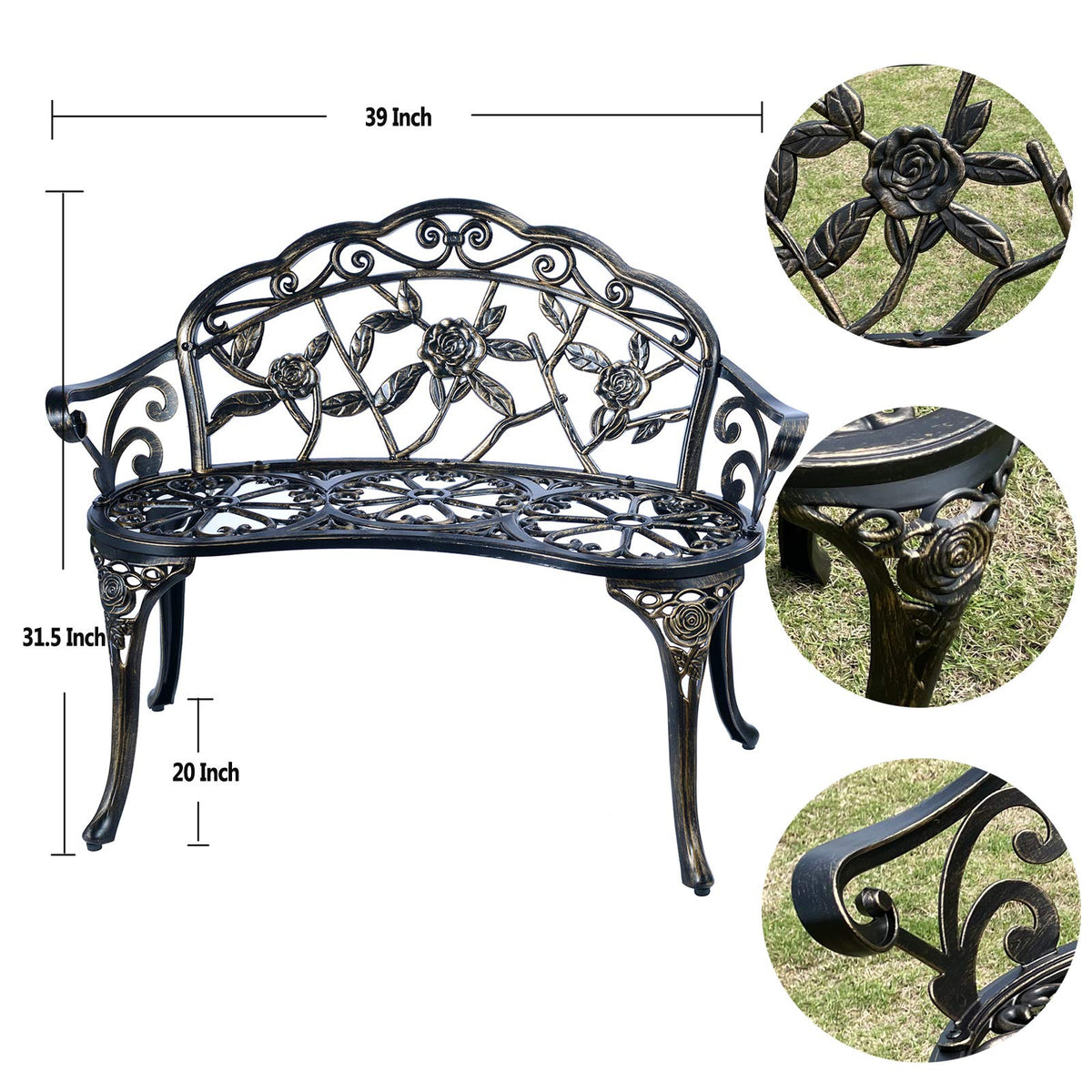Cast Aluminum Outdoor Bench V568