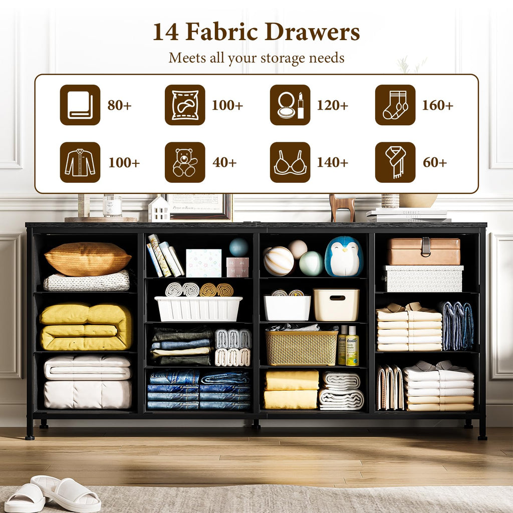 Brown 14 Drawer Fabric Dresser TV Stand R832