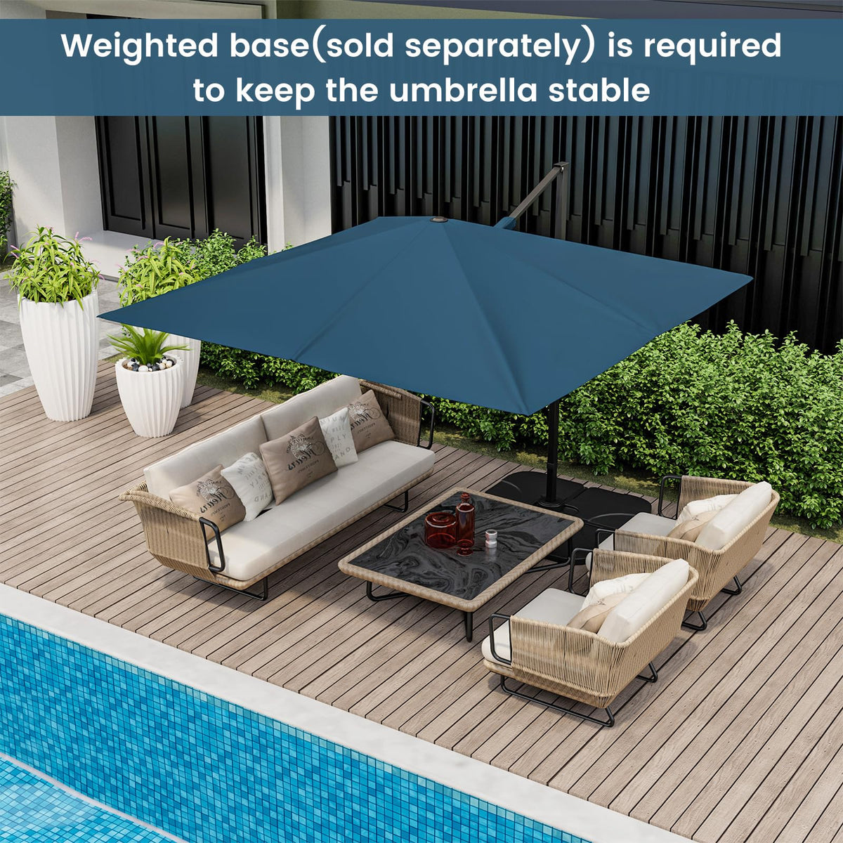 9.5 FT Square Cantilever Patio Umbrella with Cross Base T1792