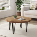 Rustic Wood Round Coffee Table with Metal Legs J148884