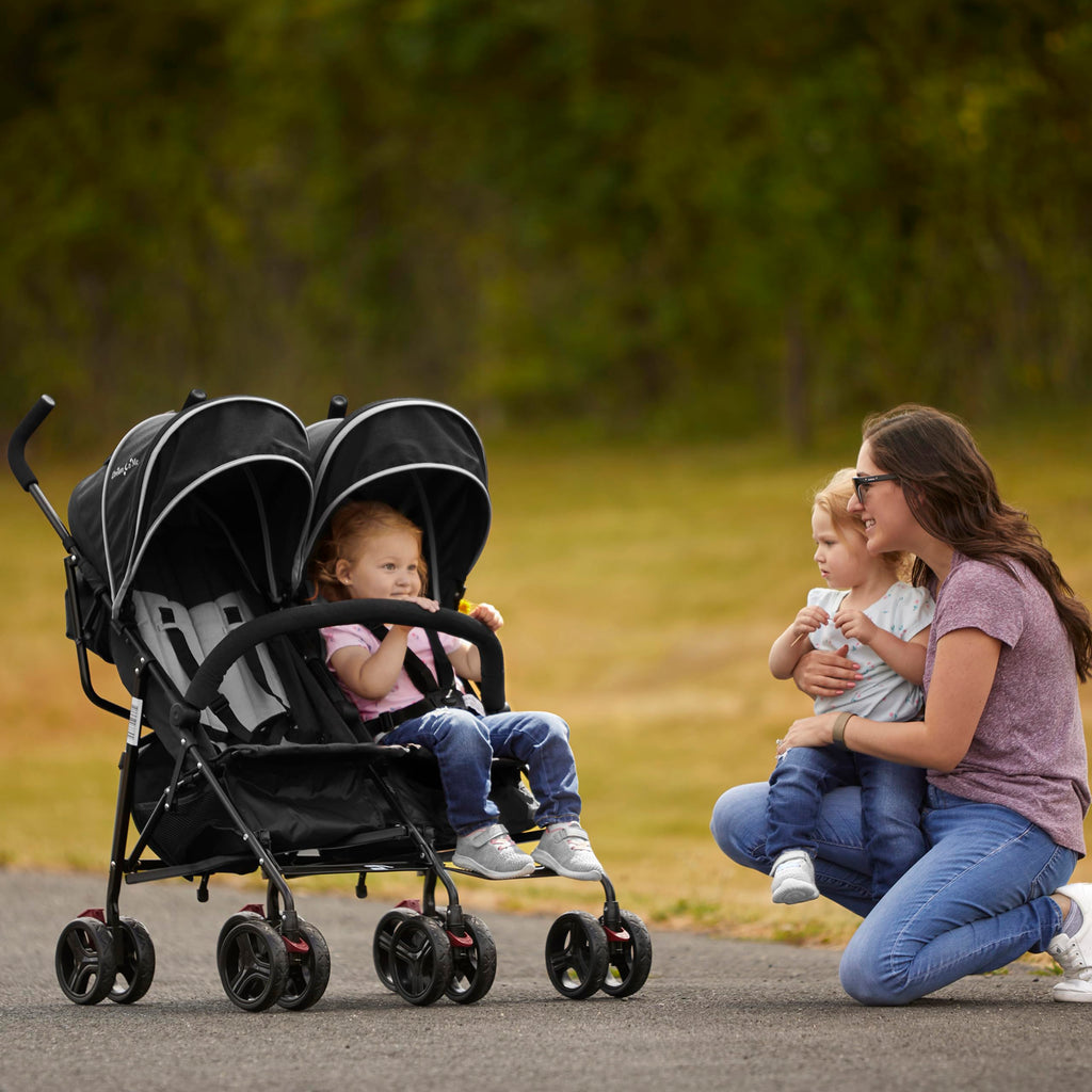 Black Twin Umbrella Toddler Stroller Y460