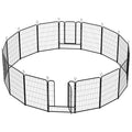 40 Inch 16 Panel Metal Garden Fence with Self-Locking Gate J386