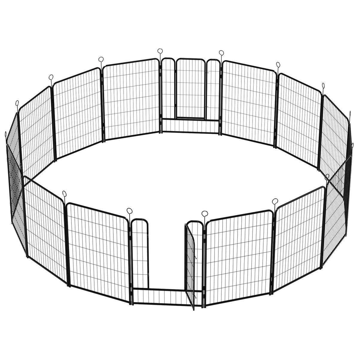 40 Inch 16 Panel Metal Garden Fence with Self-Locking Gate J386