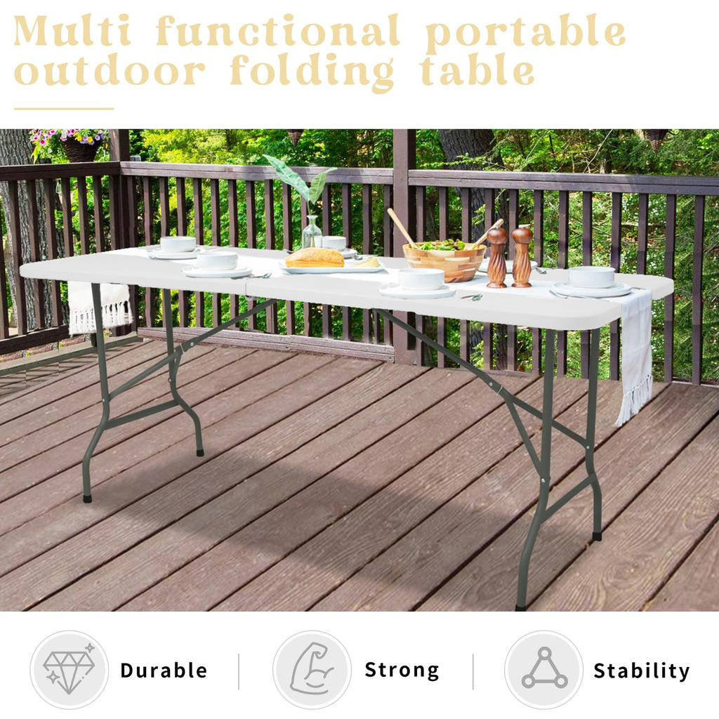 Set of 2 White 6 FT Folding Plastic Table H45412