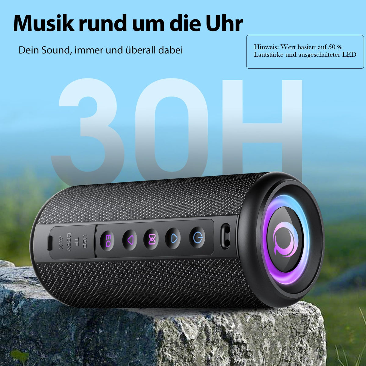 Black Portable Bluetooth Speaker with 20W Stereo Sound N35117