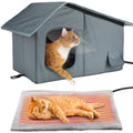 Weatherproof Outdoor Heated Cat House with Thermostatic Heating Pad F774180