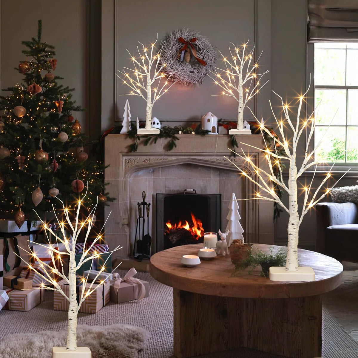 22" White Birch Tabletop Tree with LED Lights (4PK) K690422