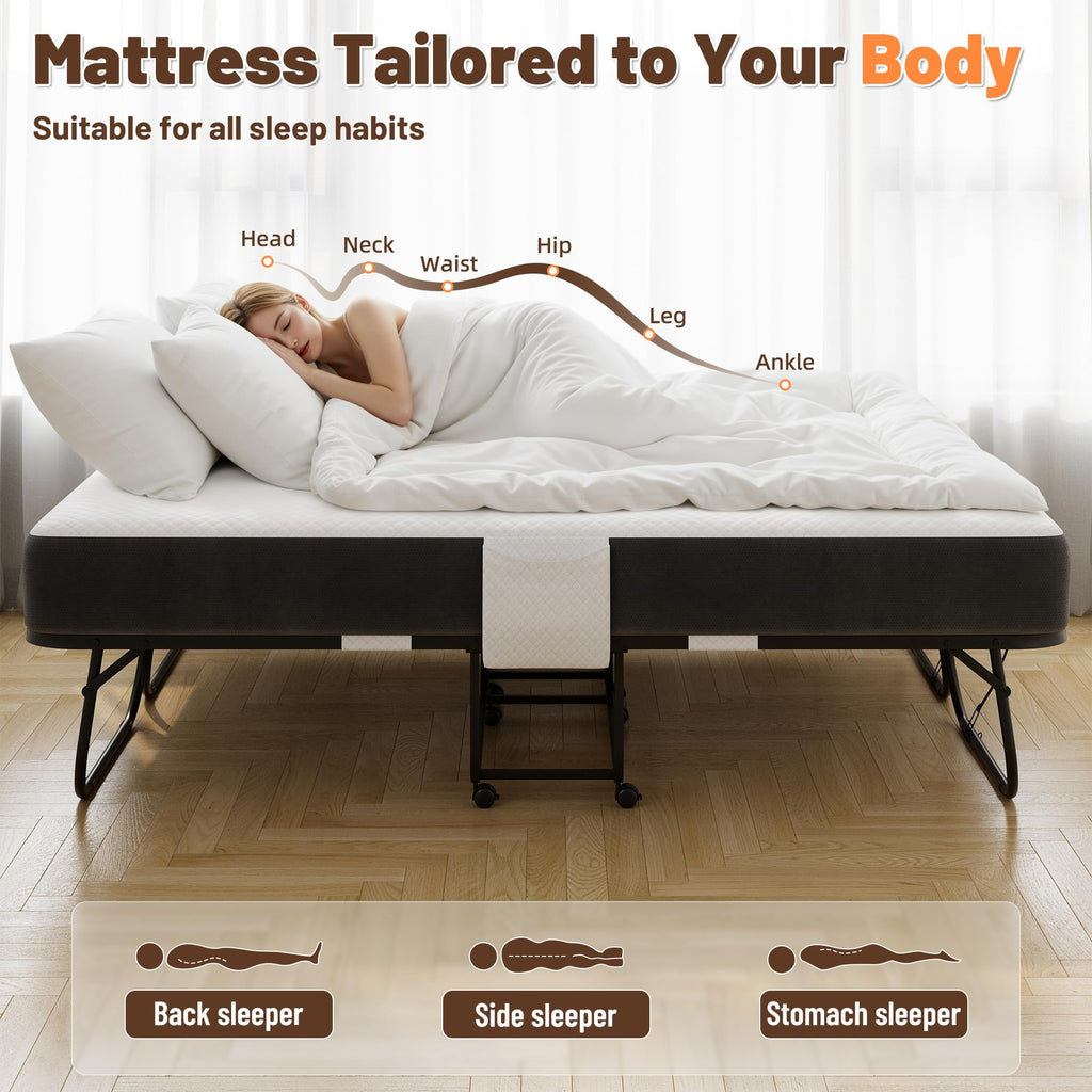 Full Size Folding Bed with Memory Foam Mattress Q42492