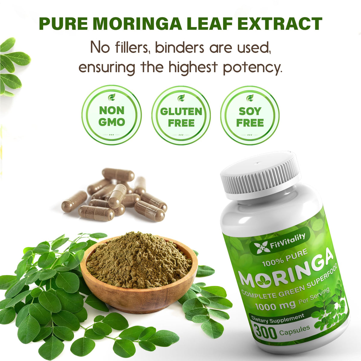 Moringa Capsules 300 Count Z35110