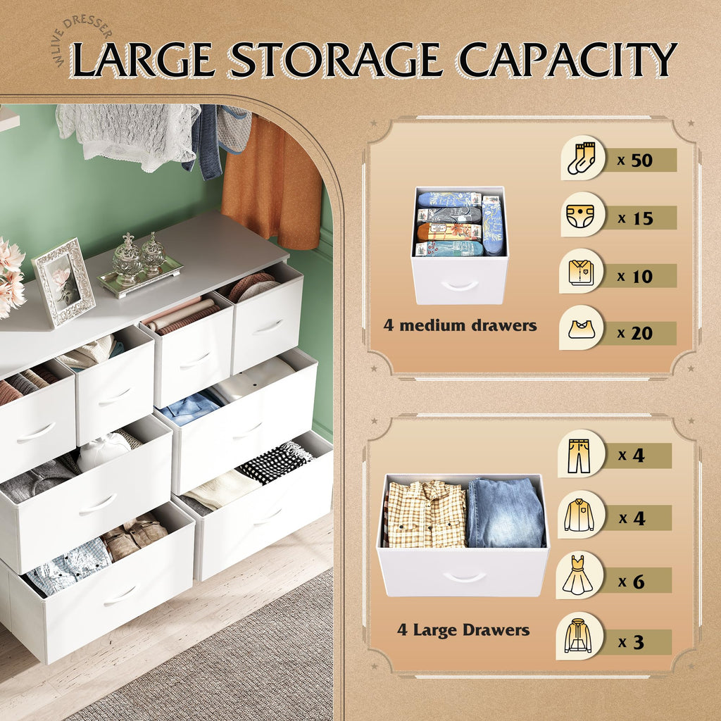 White 8 Drawer Dresser B698172