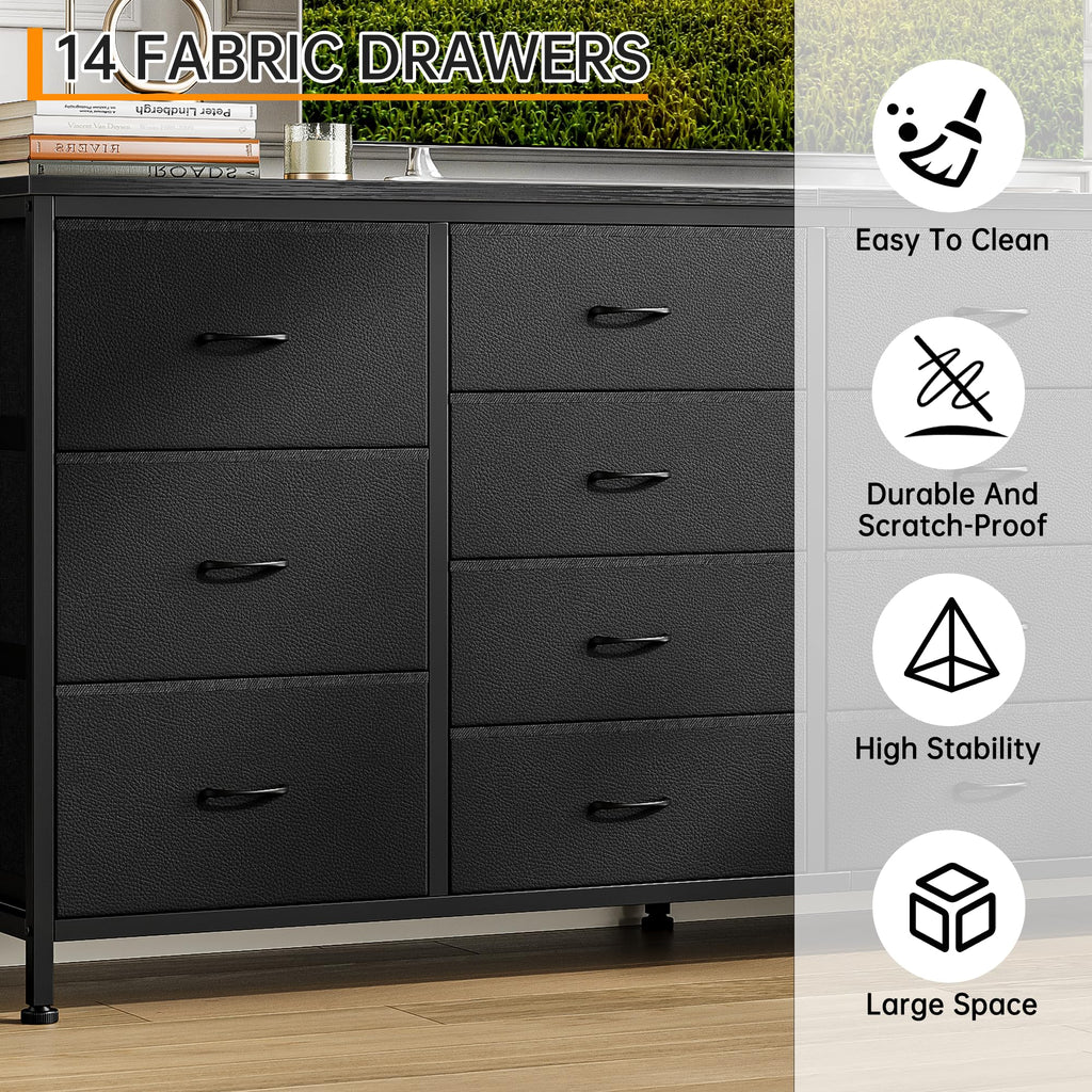 Brown 14 Drawer Fabric Dresser TV Stand R832
